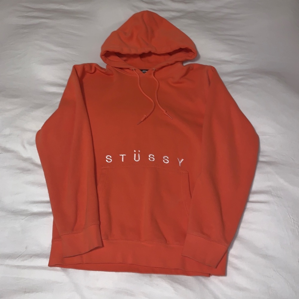 orange stussy hoodie